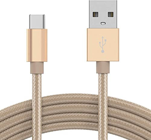 KP TECHNOLOGY Charger For Motorola Moto Edge 30 / Moto Edge 30 Ultra/Moto Edge 30 Fusion/Moto Edge 30 Neo - Nylon Braided Charging Cable [6.6ft/2m] USB C to USB A 3.0 Charging Cable (GOLD)