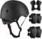 WayEee Knieschoner Kinder mit Helm, Schonerset Kinder 3-10 Jahre, Knieschützer Inliner Kinder Schutzausrüstung für Inliner Skateboard Fahrrad Rollschuh (Schwarz)