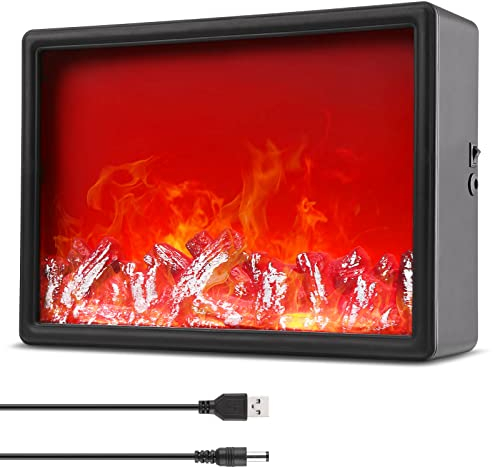 IMAGE Luces LED para chimenea, USB, funciona con pilas, linterna sin llama, llama LED para decoración navideña del hogar