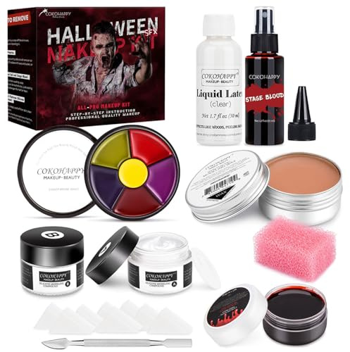 COKOHAPPY Halloween SFX Makeup Kit - 3 Ways Create Special Effect Stage THEATRICAL MAKEUP KIT for professional Body & Face Paint