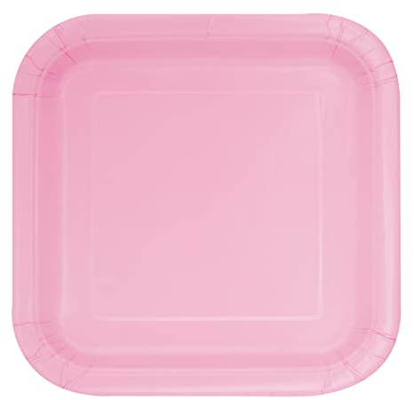 Trimming Shop Piatti da Dessert Quadrati Resistenti da 22,9 cm, Bellissimi Piatti USA e Getta, Rosa 23 cm Confezione da 14 – stoviglie in Carta a Tema