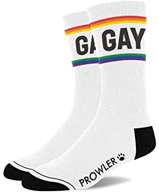 Prowler Gay Socks – Rainbow Pride Crew Socks with Bold Slogan Paw Logo | Comfortable Cotton Blend, One Size UK 6–11