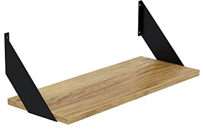 AKKE Wandregal - Hängeregal mit 18 mm Möbelplatte und Metallhalterungen - Wandablage für Moderne Wohnräume, Bücher, Pflanzen und Deko - Loft Flat 80 cm x 20 cm Alte Eiche