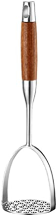 DOITOOL Heavy Duty Stainless Steel Potato Masher with Wooden Handle, Professional Potato Smasher Potato Masher Kitchen Tool for Bean, Vegetable, Fruits, Avocado, Meat