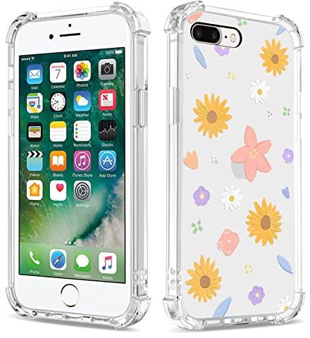 Bear Village Hülle für iPhone 7 Plus/iPhone 8 Plus, Dünne Weiche TPU Silikon Handyhülle für Mädchen, Stoßfest Kratzfest Schutzhülle für iPhone 7 Plus/iPhone 8 Plus (5.5 inch), Transparente Blume-1