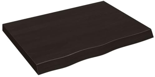 vidaXL Wandregal, Holzregal Regal Handgefertigt mit Baumkante, Wandboard Regalbrett Deko, Bücherregal Hängeregal, Dunkelbraun 80x60x(2-6) cm Massivholz Eiche Behandelt