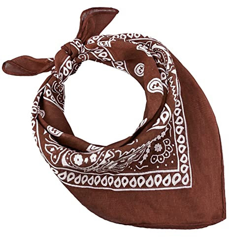 Bandana aus 100% Baumwolle, 3/5/10er-Set, für Damen, Herren, Kinder, Unisex, einfarbig und/oder mit Paisley-Muster, Artikelnummer A644, braun, Set 1 pz