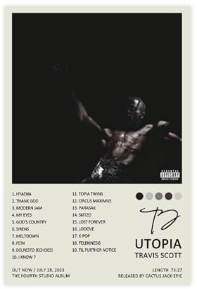OffsuM Poster Travis Scott Utopia Albumcover, 30 x 45 cm, Leinwand, 4 Blatt