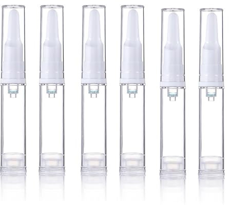 Airless Pump Jars, Traveling Airless Pump Bottles Set, Empty Refillable Cosmetic Airless Pump Jar Travel Foundation Container Dispenser for Eye Face Cream Lotion Skincare Serum, 10ml