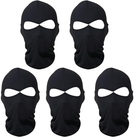 5 Stücke Sturmhauben Gesichtshaube Sturmmaske Schwarz Fahrrad Gesichtsmaske Sturmhaube Motorrad Skimaske Balaclava Dünn und Atmungsaktiv Winddicht, für Herren und Damen Winter Sommer Outdoor Sports
