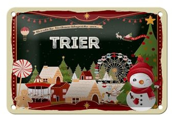 Femer Blechschild Weihnachten Grüße aus TRIER Geschenk Dekoration 18x12cm
