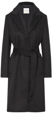 s.Oliver BLACK LABEL Mantel aus Wollmix mit Druckknöpfen und Bindegürtel schwarz 34