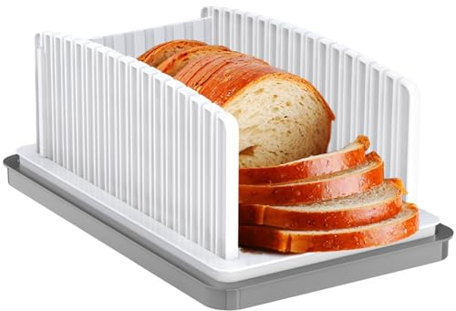 Manual Bread Slicer - Homemade Bread Slicer, Bread Slicer | Adjustable Cutting Mold with Crumb Tray, Accurate Bread Hand Crank Slicing Detachable Easy Cleaning for Kitchen and Baking Tool, PP