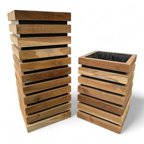 FaHome Macetero de madera – Jardinera para balcón – Hecho a mano – Moderna con listones de madera – 40 & 70 x 30 x 30 cm (40 cm)