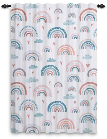 ggaimwf Tende arcobaleno piega a matita Boho Cartoon colorato Tende arcobaleno Camera da letto per bambini Trattamento per finestre Soggiorno Asilo nido Caffetteria Tenda interna 107x160 cm 1 Pannello