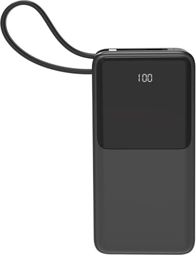 Power Bank 10000mAh, Portable Charger High-Speed Charging 3A USB-C in & out, Small Battery Pack with Built in Cable, Slim & Lightweight Powerbank for iPhone 16/15/14/13, Samsung, Android Phone/Tablet