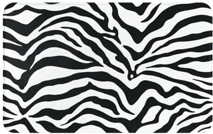 KemEng Schwarz-weißes Zebramuster, Weiche Badematte, Fußmatte, Badematte, rutschfeste Bodenmatte, saugfähige Badezimmerunterlage, 49 x 80 cm