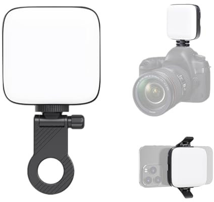 kosingna 4.5W Pocket Photography Lamp Bi-color LED Light Portable Vlog Light 3000K-9900K Color Temperature Dimmable with 2000mAh Battery 64 LED Beads with Clip Adapter Hot Shoe Mount Adapter & Back Cl