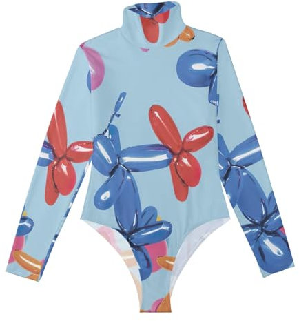 ODAWA Ballon-förmiger Damen-Bodys, Mock-Rollkragen-Body für Damen, Oberteil zum Ausgehen, Ballonform, Large