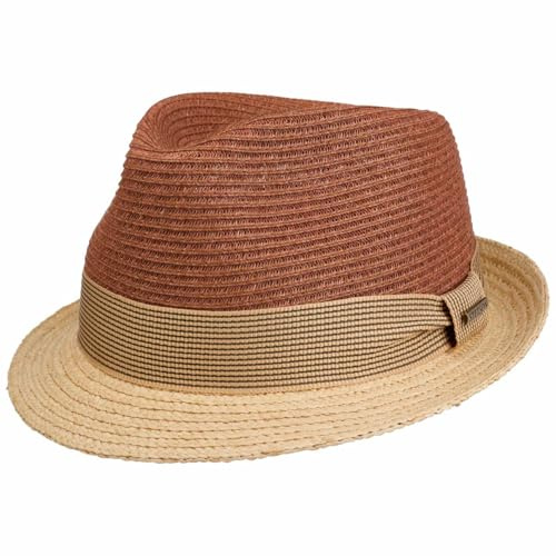 Stetson Twotone Toyo Raffiahut Damen Herren Sommer Natur-rot M (56-57 cm)
