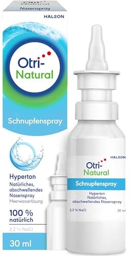 OtriNatural Schnupfenspray, Meerwasser Nasenspray, 100 % natürlich, wirkt auf natürliche Weise abschwellend, befreit die verstopfte Nase, aus der Otriven-Familie, 2,3 % Natriumchlorid, 30 ml