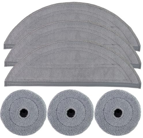 Odashen 6 Pack Replacement Mop Pads for Roborock Saros 10/G30 Robot Vacuum Cleaner Mop, Microfiber Washable Mopping Pad, 3 Mop Pads, 3 Round Mop