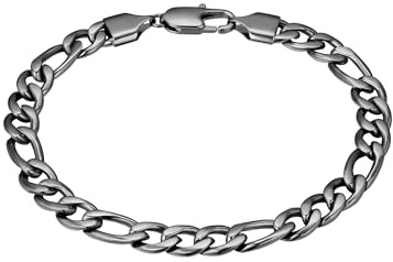True Rebels Herren Armband Edelstahl gunmetal | Titancarbid, Figaroarmband, Karabinerverschluss