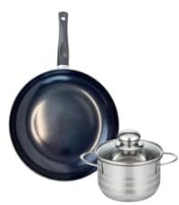 ELO 9709350 Kochgeschirr-Set, 2-teilig, 1 Bratpfanne 20 cm und 1 Kochtopf 12 cm, Elo Prima glänzend, Edelstahl, Induktion