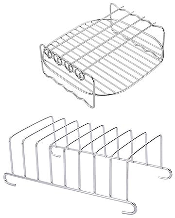 SHINEOFI Support à Toast Et Support à Brochettes Acier Inoxydable Pour Friteuse à Air Accessoires De Cuisson Détachées Pain