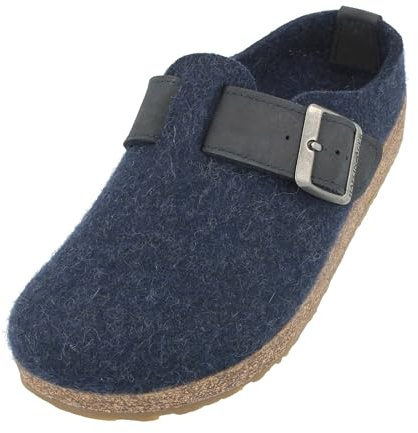 HAFLINGER Grizzly Chicago Filzpantoffeln Gummisohle, Lederriehmen mit Schnalle unisex