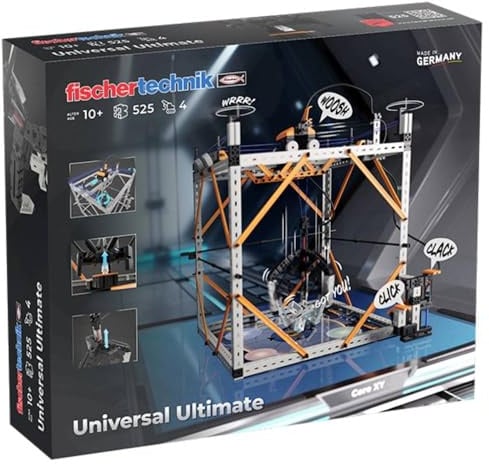fischertechnik 576102 Universal Ultimate – Kreatives Konstruktionsspielzeug ab 10 Jahren, Bausatz mit 10 Modellen inkl. Greifarm, orange