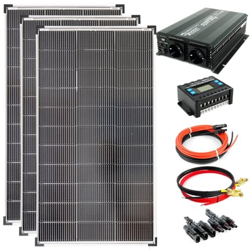 SOLARTRONICS Komplettset 3x120 Watt Solarmodul 1070x585 NM1500 Watt Wandler 30A Laderegler Photovoltaik Inselanlage