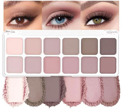 Muorruo 12-Farben-Lidschattenpalette, matte Lidschatten-Make-up-Palette, natürliche, neutrale Lidschattenpalette, langanhaltend und hochpigmentiert, werten Sie Ihr Augen-Make-up auf, 08#