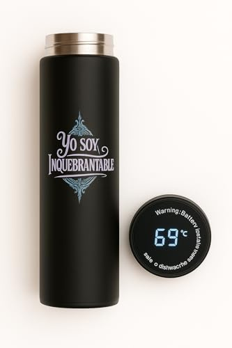 Termo Botella Premium de Acero inoxidable 500ml con Pantalla LED-Diseño Yo Soy Inquebrantable, Aislación al Vacío para Bebidas Calientes y Frias