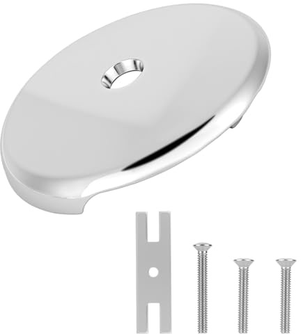 Bathtub Overflow Drain Cover Kit, One-Hole Bath Tub Overflow Stopper Face Plate with Mounting Bracket and Screws Zinc Alloy Bathtub Drain Trim Cover Replacement (Silver)