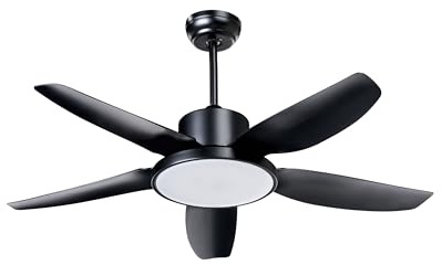 Beliani Deckenventilator Kunststoff schwarz mit LED Licht Fernbedienung modern Louvet