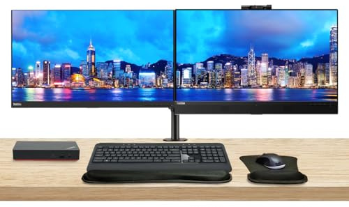 Lenovo ThinkVision T27hv 27-inch, 2-Pack Bundle with T27h, HDMI, DisplayPort, Webcam, Speaker, Microphone, Dual Monitor Stand, ThinkPad USB-C Dock, MK540 Wireless Keyboard & Mouse, Mouse & Wrist Pad