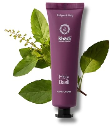khadi Holy Basil Handcreme Reisegröße, schnell einziehend, 30 ml | Mit Tulsi, Sheabutter, Bienenwachs & Ayurveda-Extrakten; nicht fettend, schützt & pflegt, 100% zertifizierte Naturkosmetik