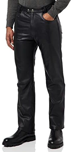 Bikers Gear Australien nya mäns mjukt läder rock and roll motorcykel komfort läderjeans byxor gjorda av premium läder för bekväm passform, svart, storlek Med