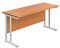 Office Hippo Heavy Duty Rectangular Cantilever Office Desk, Home Office Desk, Office Table, Integrated Cable Ports, PC Desk For Office or Home, 5 Yr Wty - White Frame/Beech Top, 120cm x 60cm