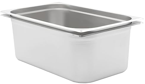 vidaXL 2x Contenitori Gastronorm Impilabili Universali Rettangolari Atossico Teglie Cucina GN 1/1 200 mm in Acciaio Inox Argento