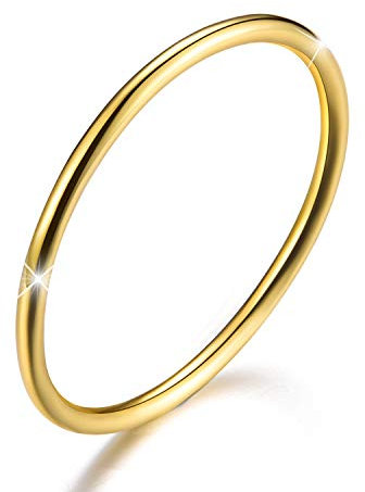 Winglove✦Gift for Christmas✦ 18K Gold Plating 925 Sterling Silver Minimalist Joint Rings Simple Thin Rings Tail Rings Stackable Rings,Size 2-11 (Yellow Gold, T 1/2)