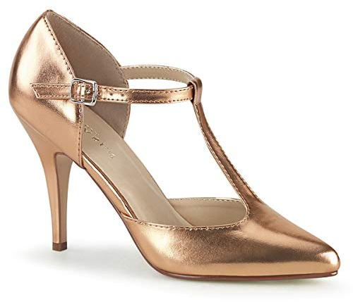 Pleaser Damen VANITY-415 High Heels D'Orsay Pumps PU Rose Gold 35 EU
