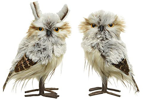 Christmas Decorations Weihnachtsfigur Eule 15cm x 1 Stück Sortiert Plüsch Kunstfell Federn Vogel Weihnachtsdeko braun