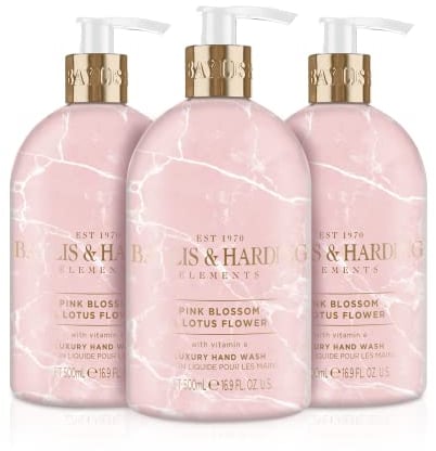 Baylis & Harding BHELHWLF Elements Pink Blossom and Lotus Flower Handwäsche, 500 ml, 3 Stück