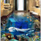 Benutzerdefinierte Bodenbelag 3d Unterwasserwelt Delphin Mutter und Sohn lieben 3D Wohnzimmer Einkaufszentrum Hotel 3D Bodenbelag Fliesen-350 * 245cm