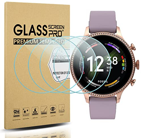 Diruite 4 Pièces Compatible avec Fossil Women's Gen 6 Protection Écran,Verre Trempé Protection pour Fossil Women's Gen 6 [Sans bulles] [Anti-rayures]