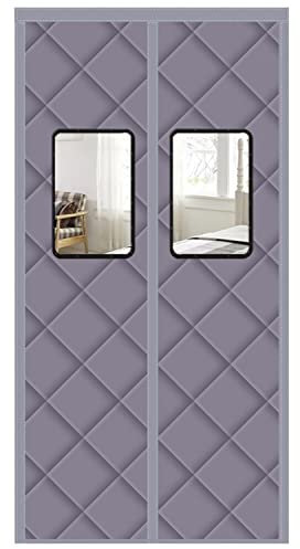 HLLING Rideau De Porte Isolé Magnétique avec Fenêtre Transparente Isolant Thermique Isolation Porte Fermeture Automatique Rideau Phonique pour Cuisine/Chambre/Balcon