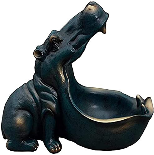 Cutfouwe Kleine Nilpferd Statue Tischdekoration,Kunstharz Sammlerstück,Kleinteile, Behälter, Schlüsselbonbons,Home Office Dekoration Zubehör Hochzeitsgeschenke. (Blue - Klein)