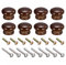 sourcing map Round Wood Knobs, 8pcs 33x23mm Pull Handles for Drawer with Screws Dark Brown
